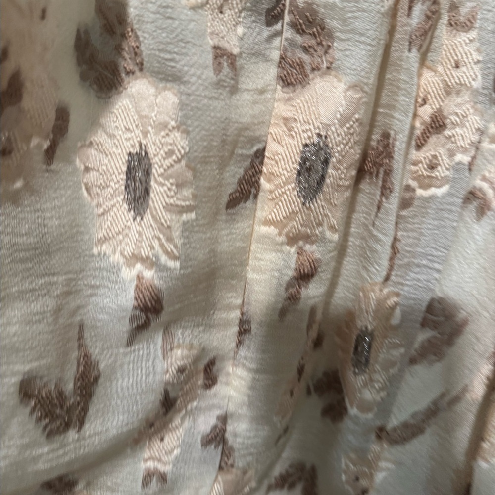 STORIA Elegant puff sleeve mini floral embroidered Cream Dress size small - Picture 10 of 11
